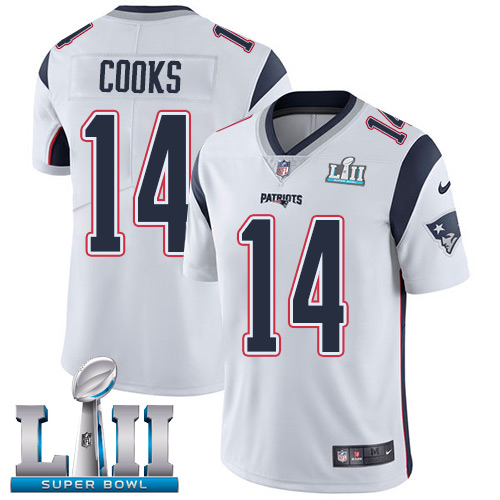 Nike Patriots #14 Brandin Cooks White Super Bowl LII Men's Stitched NFL Vapor Untouchable Limited Jersey - Click Image to Close